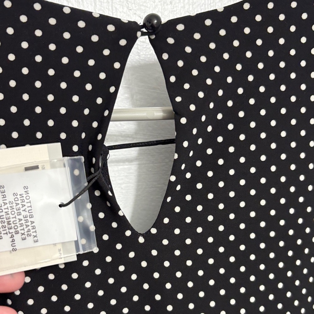 Anne Klein Black Blouse with White Dots - Picture 5 of 7
